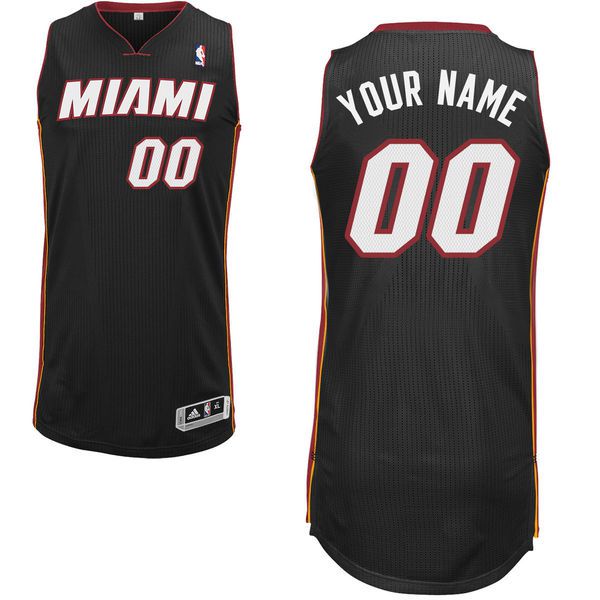 Men Miami Heat Black Custom Authentic NBA Jersey->->Custom Jersey